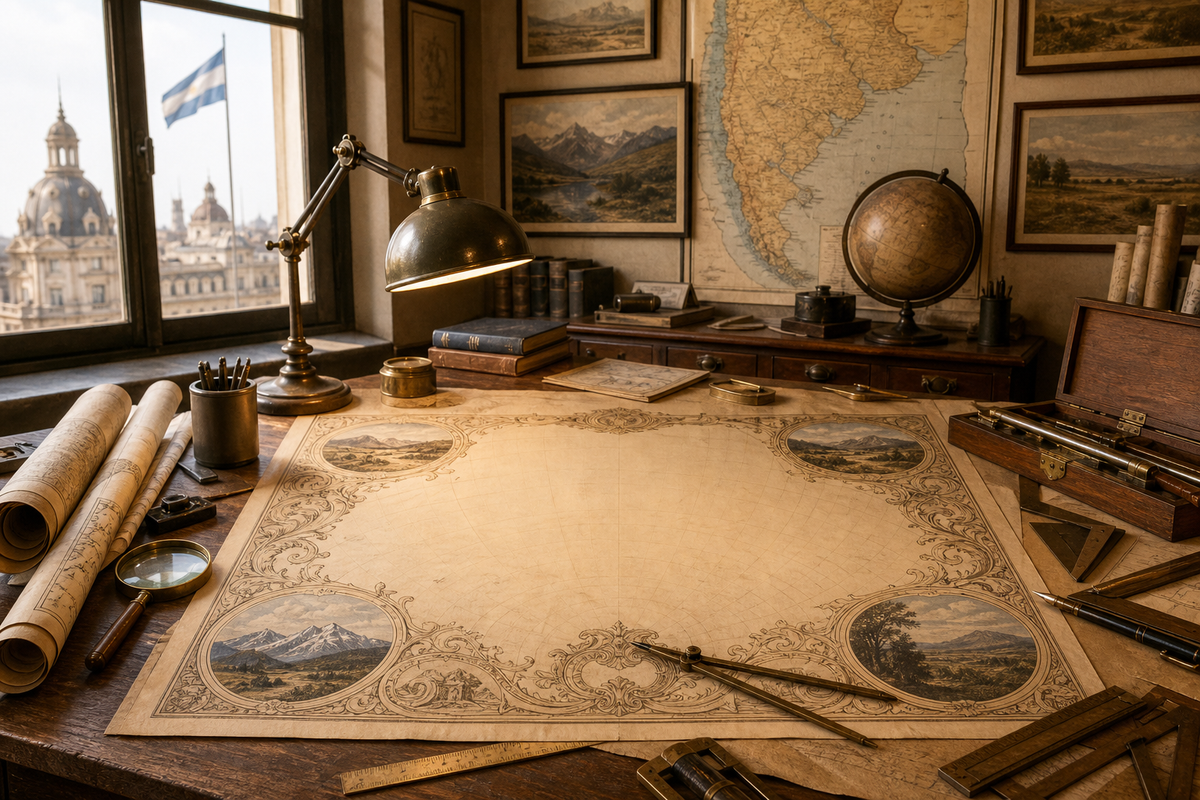 Cartography studio comparing a globe with an accurate-scale outline of Africa