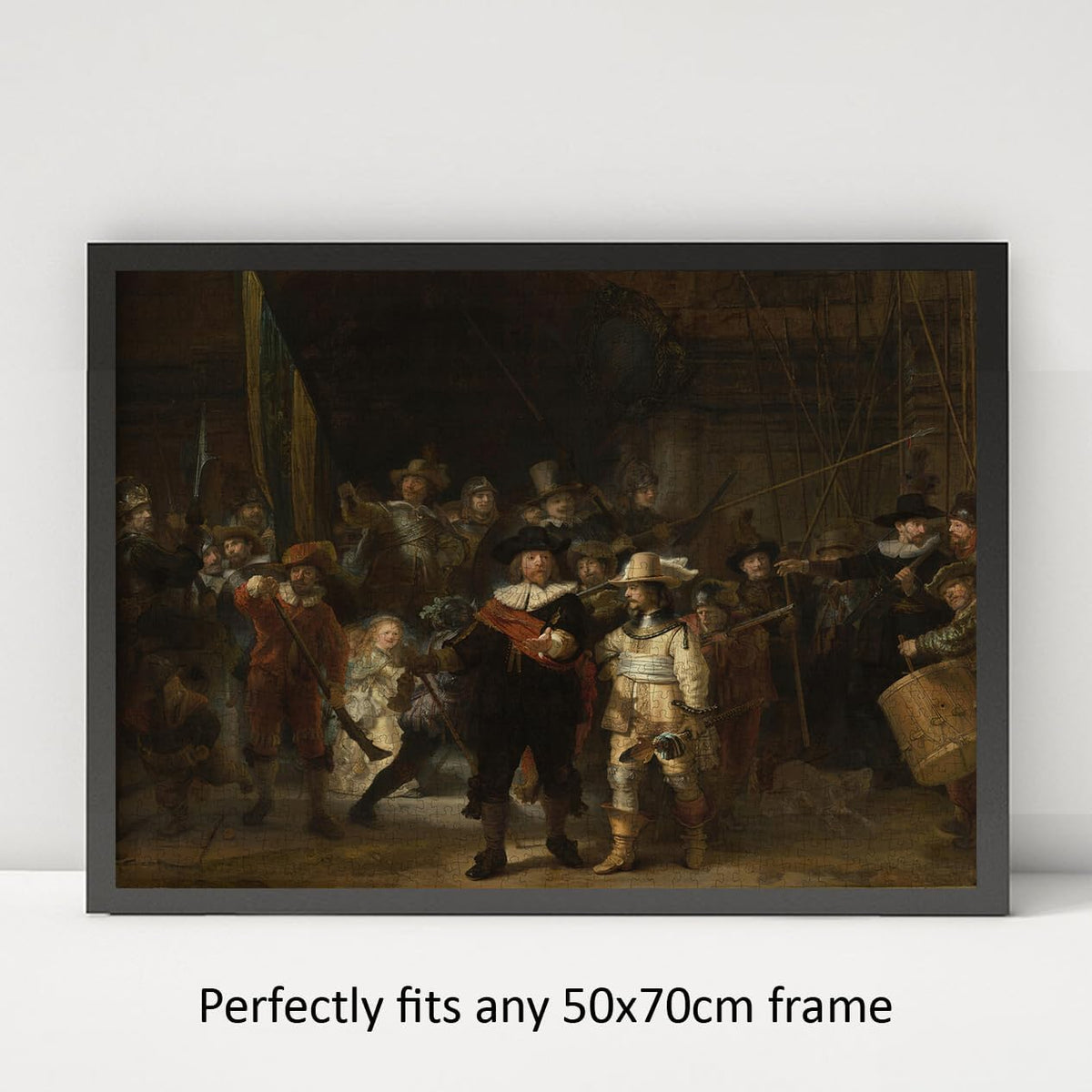 The Night Watch by Rembrandt puzzle: framed display example