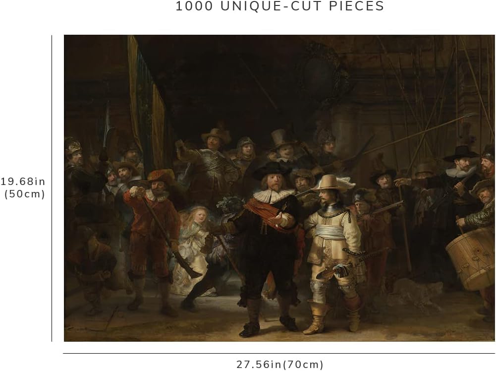 The Night Watch by Rembrandt puzzle: finished-size diagram