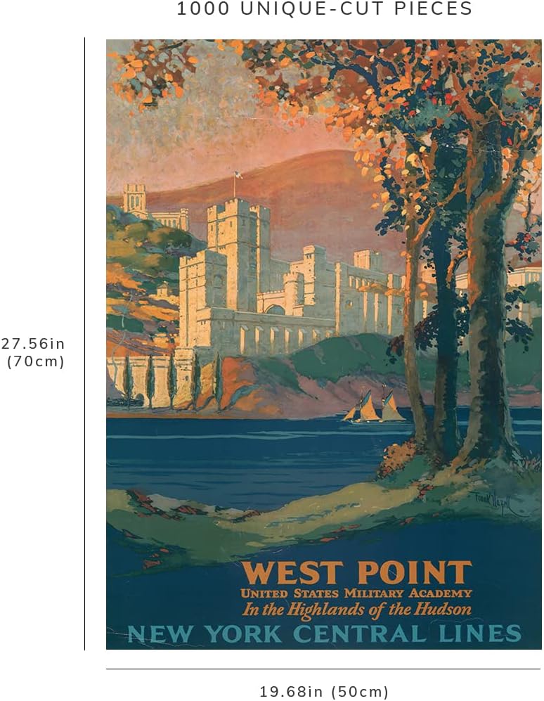 West Point Travel Poster puzzle: finished-size diagram
