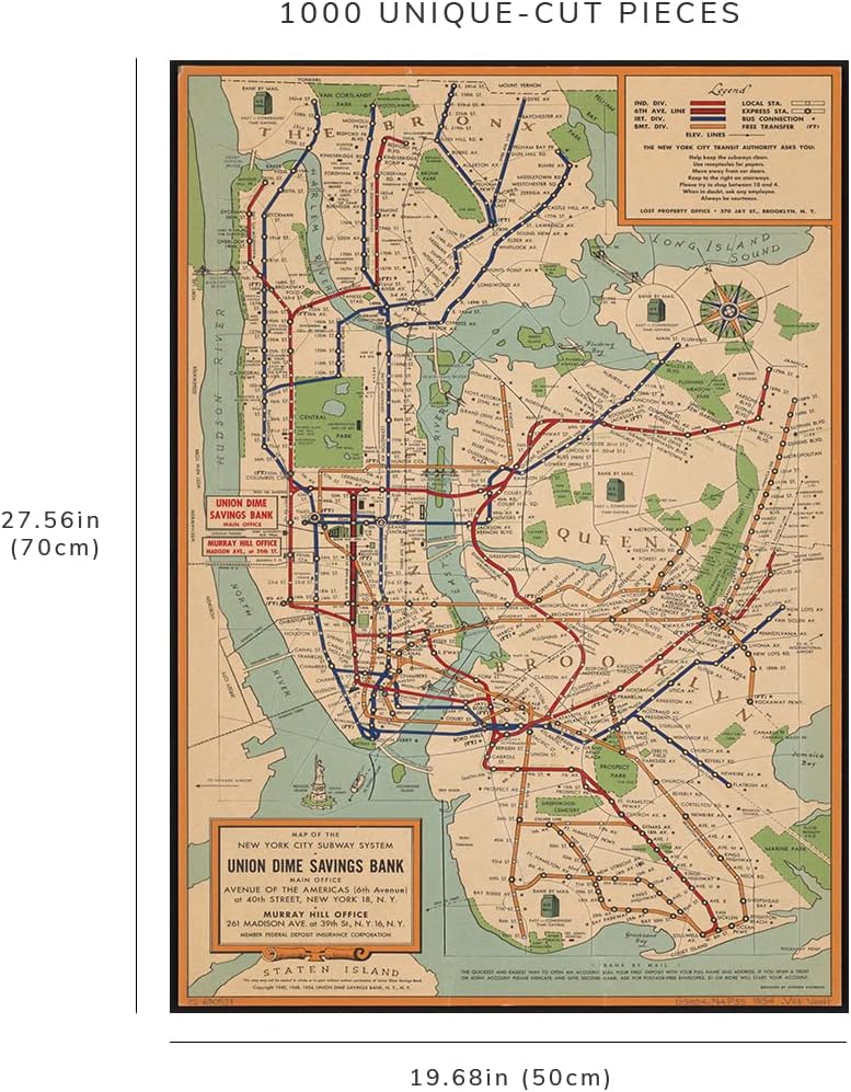 New York City Subway Map puzzle: finished-size diagram