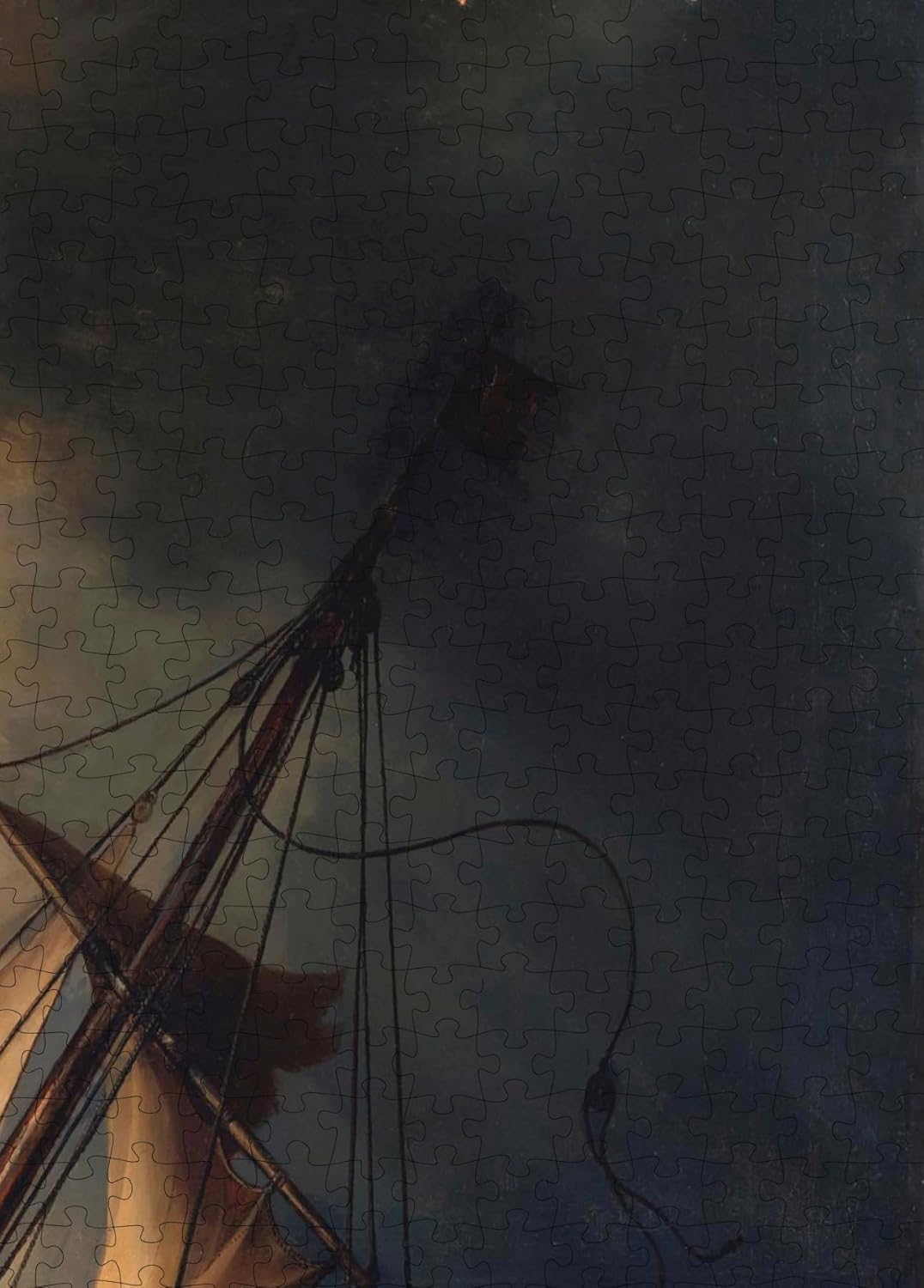 Storm on the Sea of Galilee puzzle: mast and rigging close-up