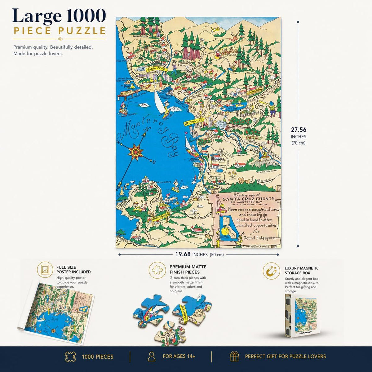 Santa Cruz County Map puzzle: finished-size and product-feature diagram