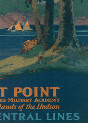 West Point Travel Poster puzzle: sailboat, trees and title close-up