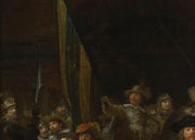 The Night Watch by Rembrandt puzzle: upper-left figures and architecture