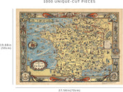 France Story Map puzzle: finished-size diagram