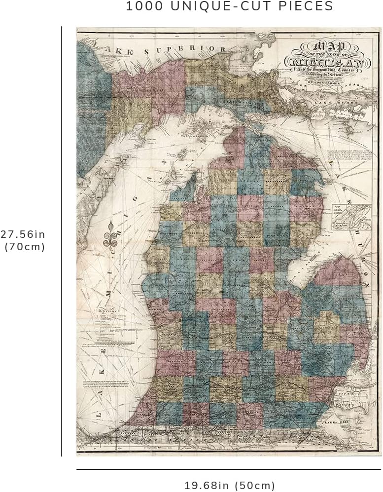 Michigan Map Puzzle – Vintage State Map