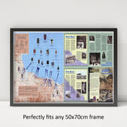 D-Day Normandy Landing Map puzzle: framed display example
