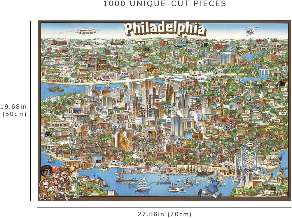 Philadelphia Illustrated City Map puzzle: finished-size diagram