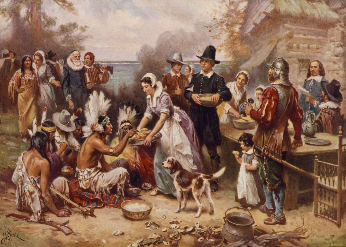 The First Thanksgiving Art puzzle: full historical-art reproduction