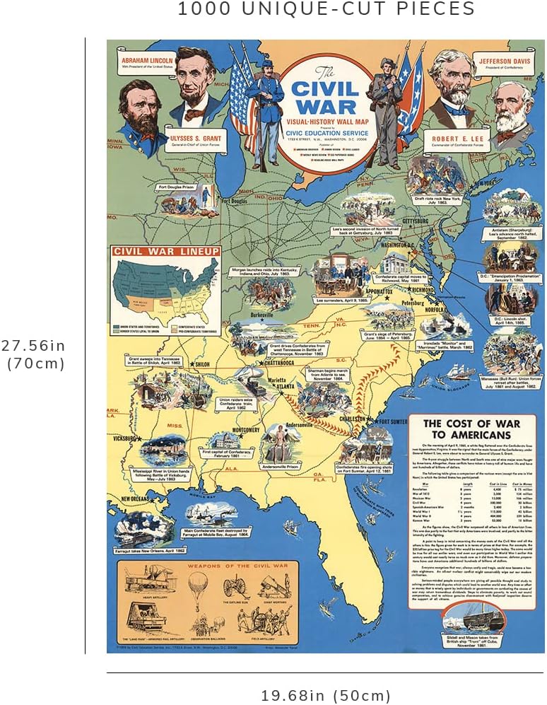 Civil War Illustrated Map puzzle: finished-size diagram