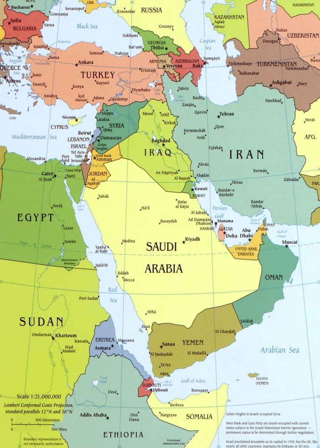 Middle East Political Map puzzle: full political map