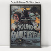 Young Frankenstein Movie Poster puzzle: framed movie-poster display example