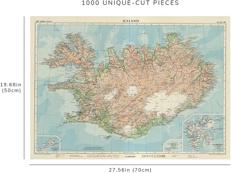 Iceland Map Puzzle – Vintage 1959