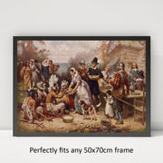 The First Thanksgiving Art puzzle: framed display example