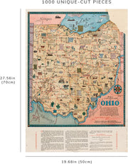 Ohio Pictorial Map puzzle: finished-size diagram