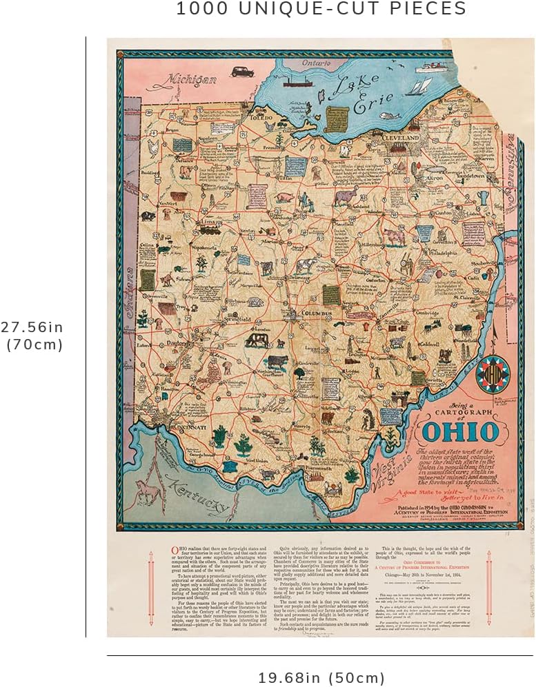 Ohio Pictorial Map puzzle: finished-size diagram