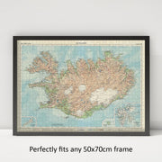 Iceland Atlas Map puzzle: framed display example