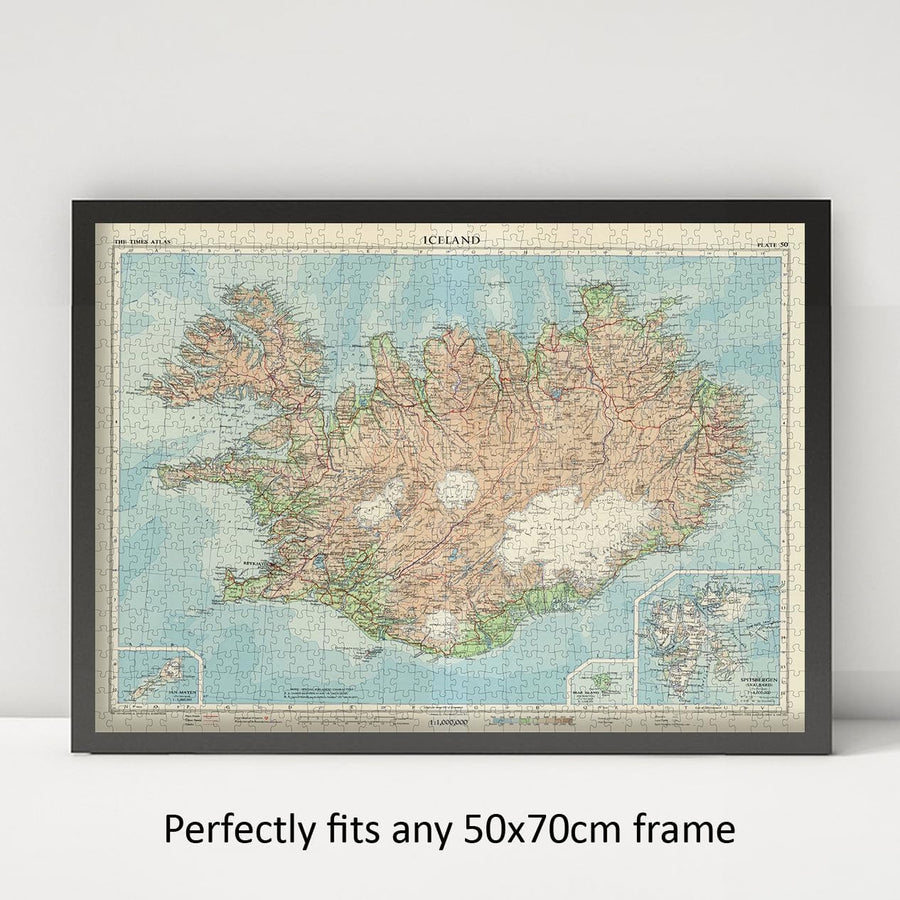 Iceland Map Puzzle – Vintage 1959
