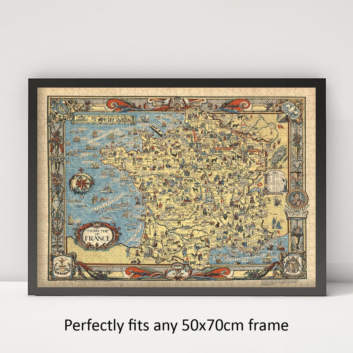 France Story Map puzzle: framed display example