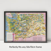 Washington State Pictorial Map puzzle: framed display example