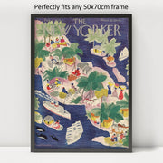 The New Yorker Tropical Cover puzzle: framed display example
