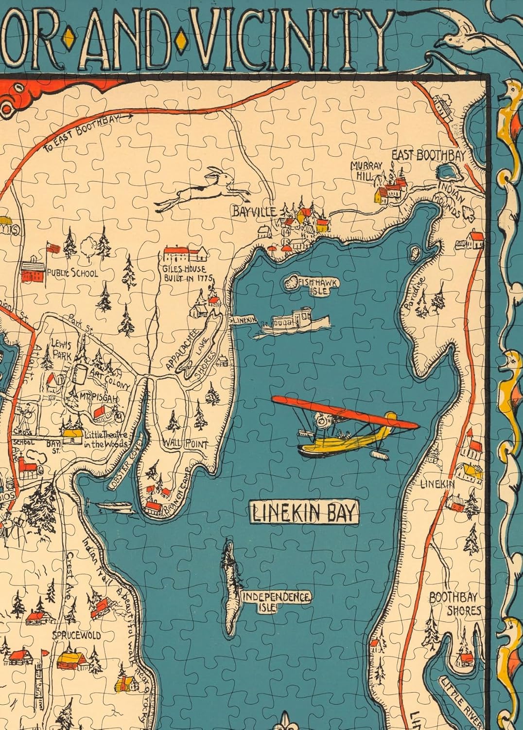 Boothbay Harbor Map puzzle: linekin Bay detail