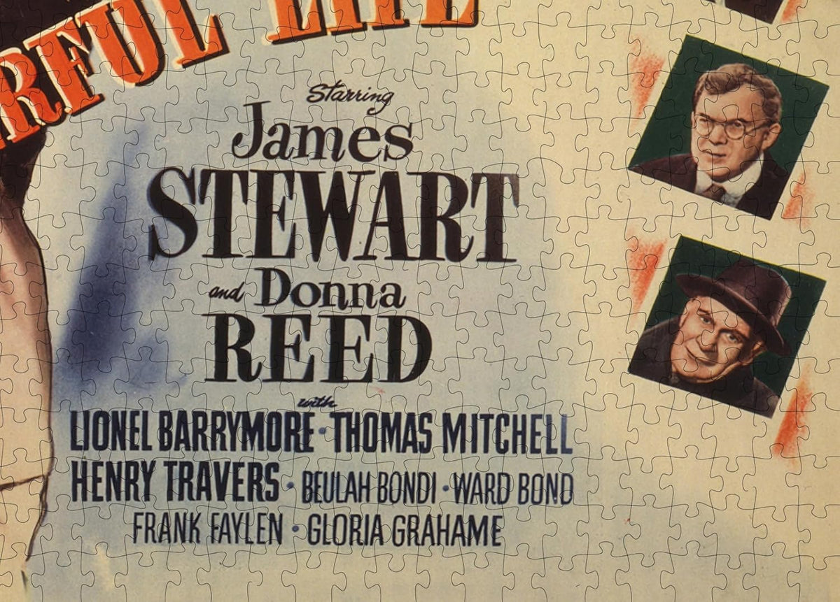It's a Wonderful Life Movie Poster puzzle: cast names close-up