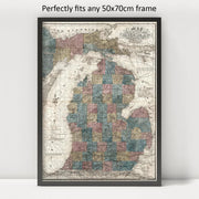 Michigan County Map puzzle: framed display example