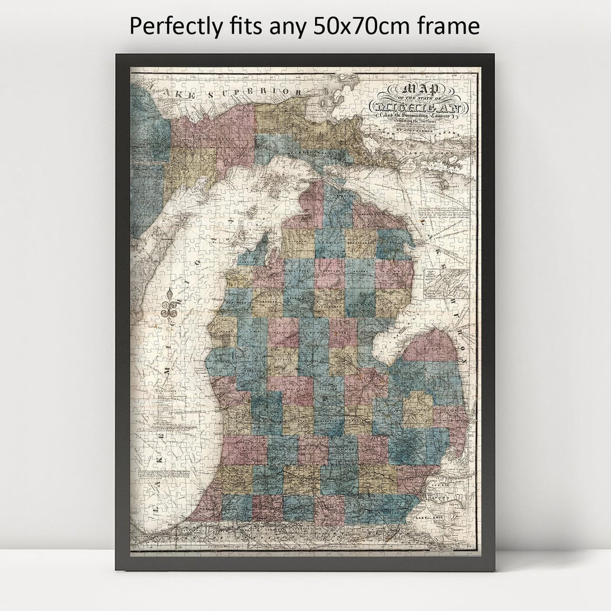 Michigan County Map puzzle: framed display example