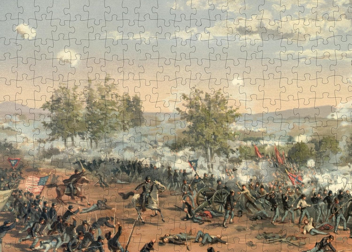 Battle of Gettysburg Art puzzle: troops and smoke close-up