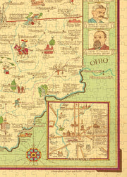 Indiana Pictorial Map puzzle: southeastern map and Indianapolis inset