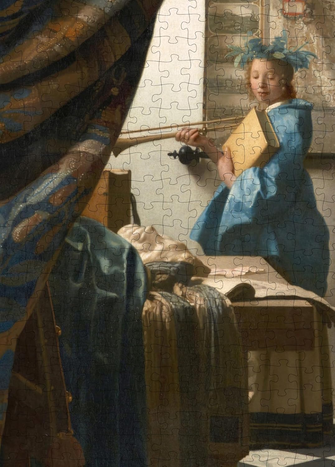 The Art of Painting by Vermeer puzzle: blue-clad model close-up