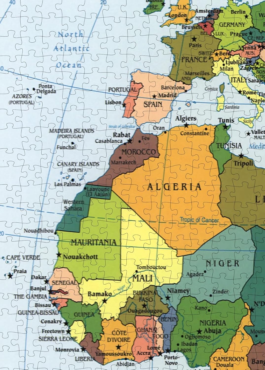 Africa Political Map puzzle: northwestern countries detail