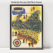 Poland Pictorial Map puzzle: framed display example