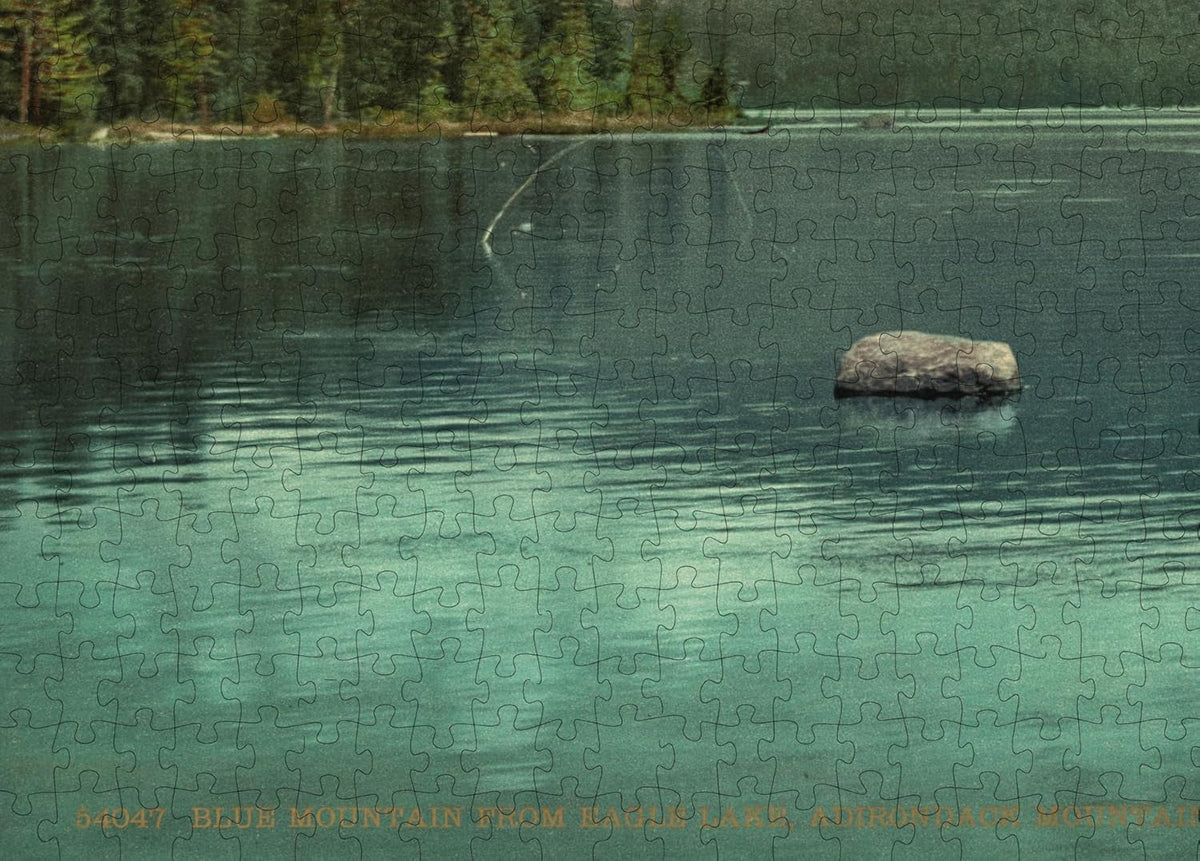 Adirondack Blue Mountain Landscape puzzle: lake and central rock detail