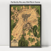 Gettysburg Battlefield Map puzzle: framed display example