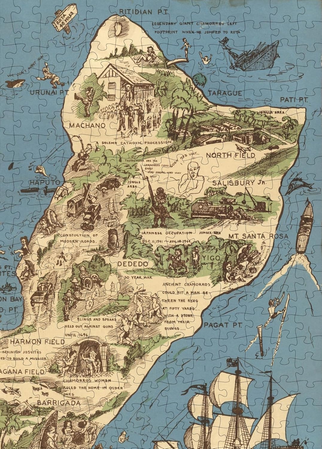 Guam Pictorial Map puzzle: northern island detail