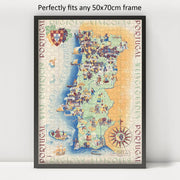 Portugal Wine Map puzzle: framed display example