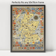 Scotland Heraldic Map puzzle: framed display example