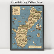 Guam Pictorial Map puzzle: framed display example