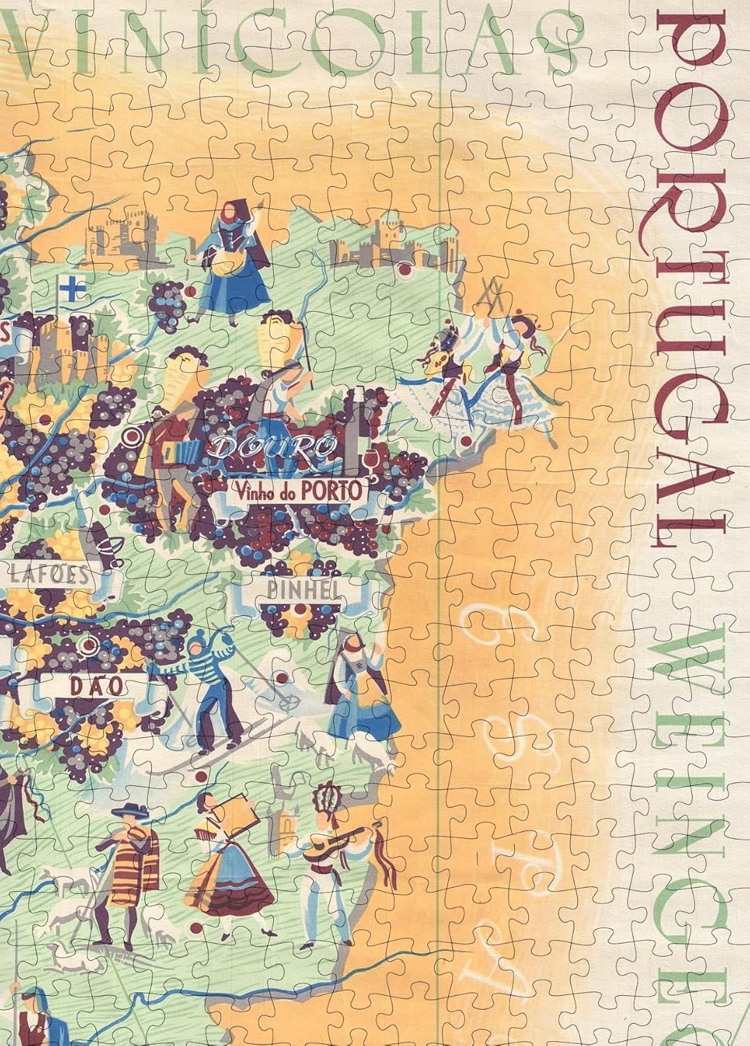Portugal Wine Map puzzle: douro and Porto area detail
