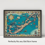 Bermuda Islands Pictorial Map puzzle: framed display example