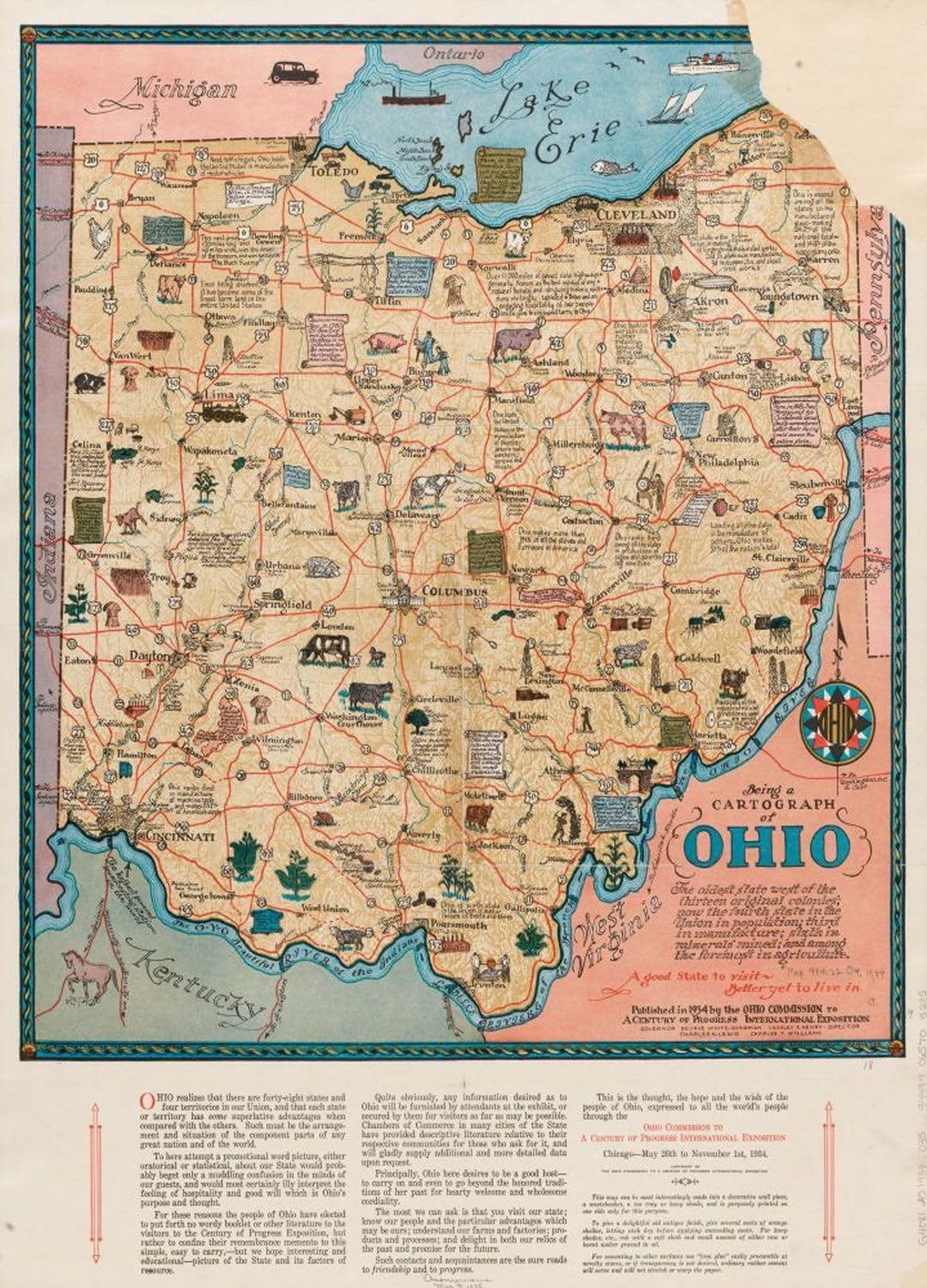 Ohio Pictorial Map puzzle: full pictorial state map