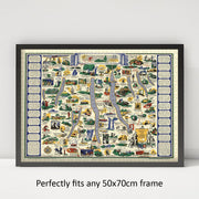 Finger Lakes Pictorial Map puzzle: framed display example