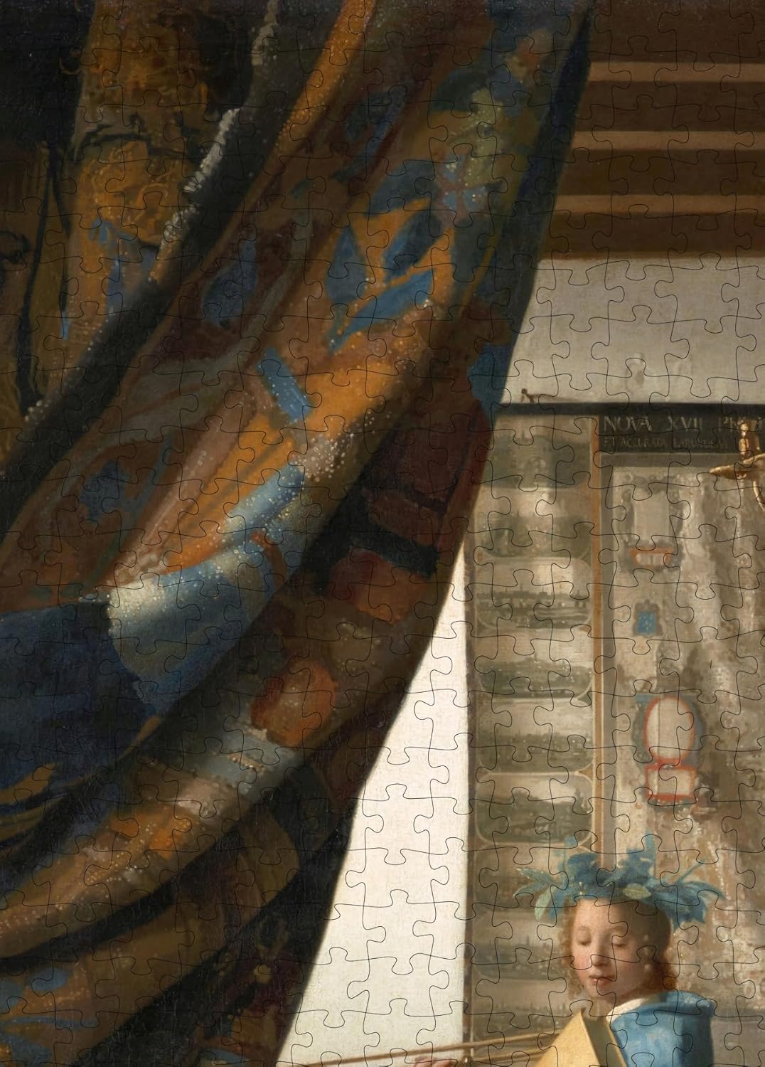 The Art of Painting by Vermeer puzzle: curtain and wall map close-up