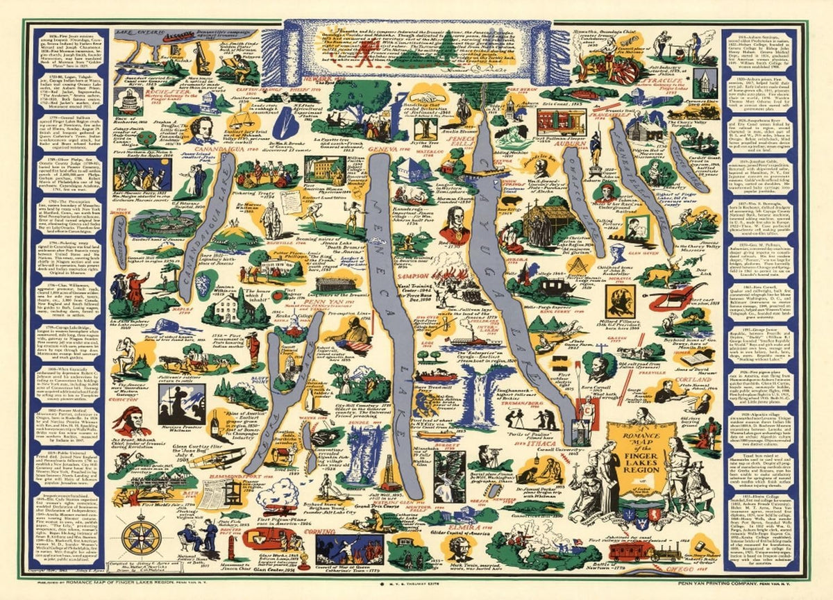 Finger Lakes Pictorial Map puzzle: full pictorial lake-region map