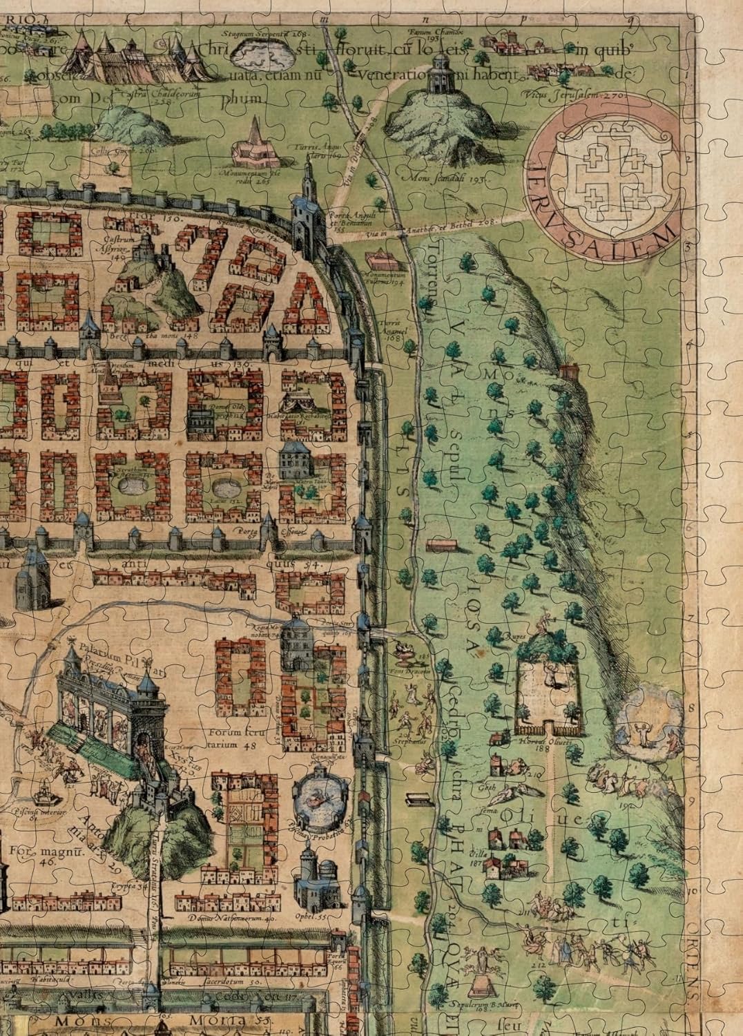 Jerusalem Historic City Map puzzle: upper-right map detail