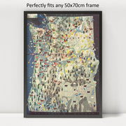 Pacific Northwest Pictorial Map puzzle: framed display example
