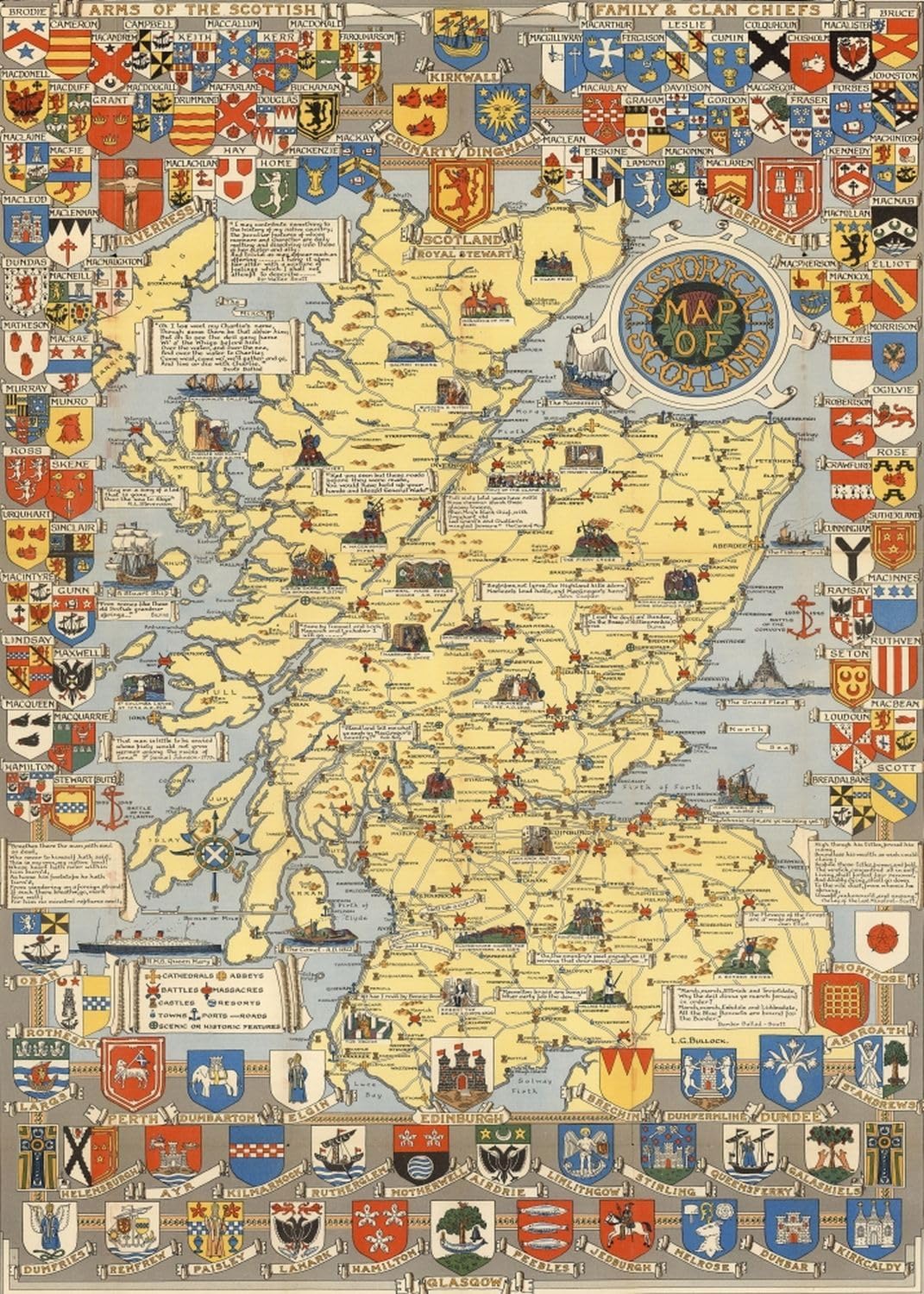Scotland Heraldic Map puzzle: full map with heraldic border
